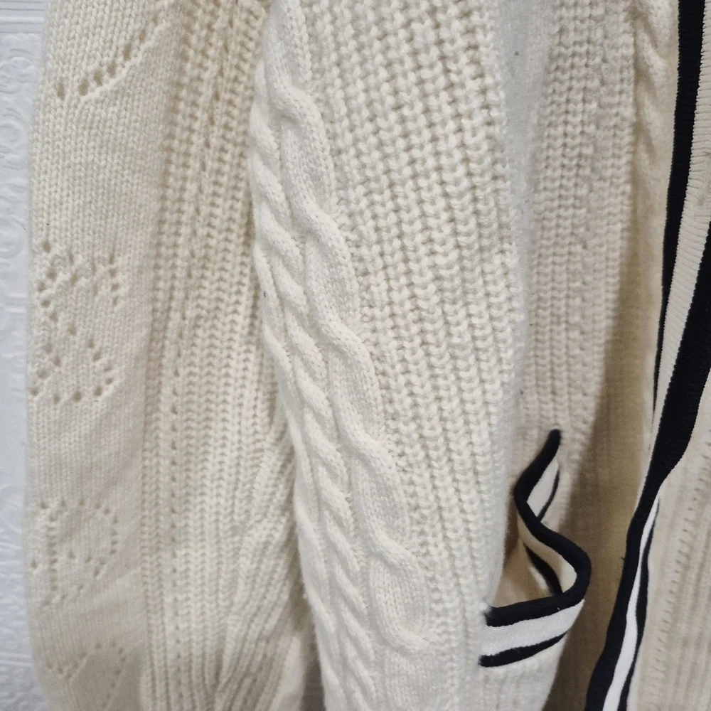 Sandro Esperance Pointelle Wool Cardigan In Ecru - Picture 5 of 16